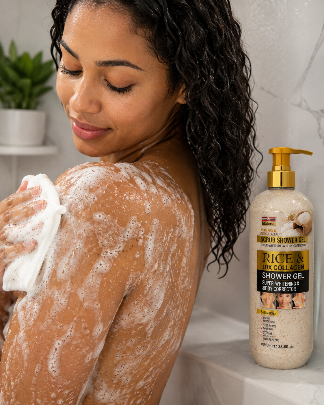 Pure Rice & 10X Collagen Scrub Shower Gel – 1000ml